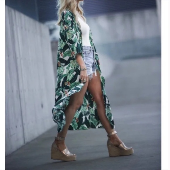 RACHEL ZOE PALM PRINT DUSTER COVER UP SZ OS - Picture 2 of 14